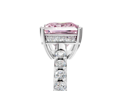 White gold Fancy Pink Princess Cut Solitaire Diamond Engagement Ring with Pavé Band and Six-Prong Setting_29