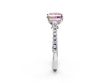 White gold Fancy Pink Princess  Cut Solitaire Diamond Engagement Ring with Pave Band and Four-Prong Setting_2