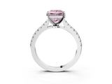 White gold Fancy Pink Princess  Cut Solitaire Diamond Engagement Ring with Pave Band and Four-Prong Setting_3