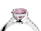 White gold Fancy Pink Princess  Cut Solitaire Diamond Engagement Ring with Pave Band and Four-Prong Setting_4