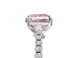 White gold Fancy Pink Princess  Cut Solitaire Diamond Engagement Ring with Pave Band and Four-Prong Setting_5