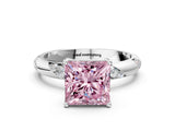 White gold Fancy Pink Princess Cut Solitaire Diamond Engagement Ring with Twisted Pave Band and Four-Prong Setting_19