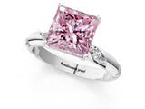 White gold Fancy Pink Princess Cut Solitaire Diamond Engagement Ring with Twisted Pave Band and Four-Prong Setting_20