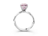 White gold Fancy Pink Princess Cut Solitaire Diamond Engagement Ring with Twisted Pave Band and Four-Prong Setting_22