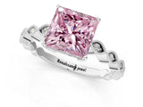 White gold Fancy Pink Princess Cut Solitaire Diamond Ring with Infinity Twist Band and Four-Prong Setting_1