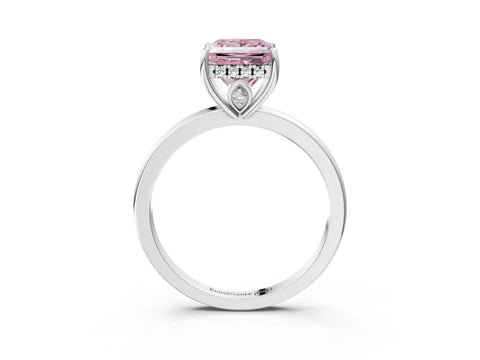 White gold Fancy Pink Princess Cut Solitaire Diamond Ring with Prong Setting and Plain Band_15