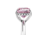 White gold Fancy Pink Princess Cut Solitaire Diamond Ring with Prong Setting and Plain Band_17