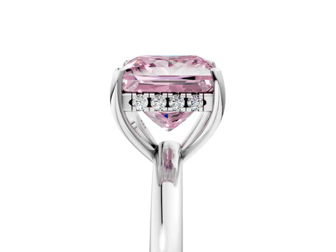 White gold Fancy Pink Princess Cut Solitaire Diamond Ring with Prong Setting and Plain Band_17