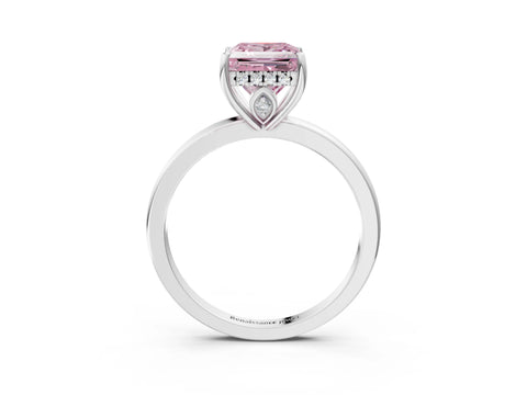 White gold Fancy Pink Princess Cut Solitaire Diamond Ring with Prong Setting and Plain Band_3