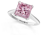 White gold Fancy Pink Princess Cut Solitaire Diamond Ring with Six-Prong Setting and Classic Band_14