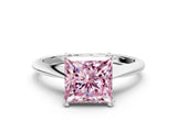 White gold Fancy Pink Princess Cut Solitaire Diamond Ring with Six-Prong Setting and Classic Band_204
