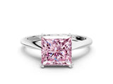 White gold Fancy Pink Princess Cut Solitaire Diamond Ring with Six-Prong Setting and Classic Band_276