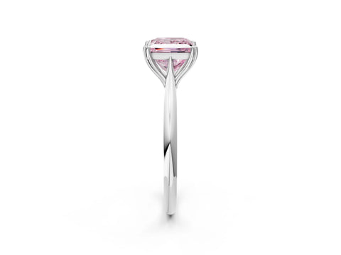 White gold Fancy Pink Princess Cut Solitaire Diamond Ring with Six-Prong Setting and Classic Band_2