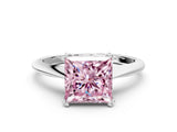 White gold Fancy Pink Princess Cut Solitaire Diamond Ring with Six-Prong Setting and Classic Band_37