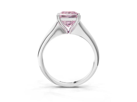 White gold Fancy Pink Princess Cut Solitaire Diamond Ring with Six-Prong Setting and Classic Band_3
