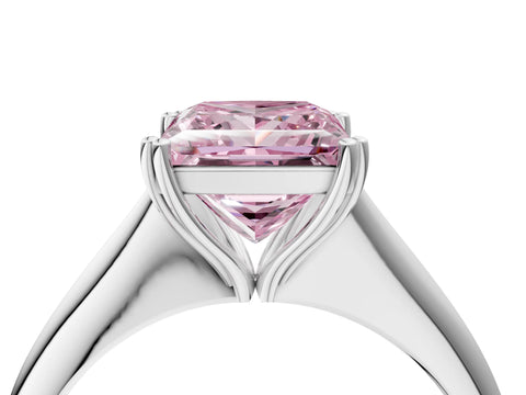 White gold Fancy Pink Princess Cut Solitaire Diamond Ring with Six-Prong Setting and Classic Band_4