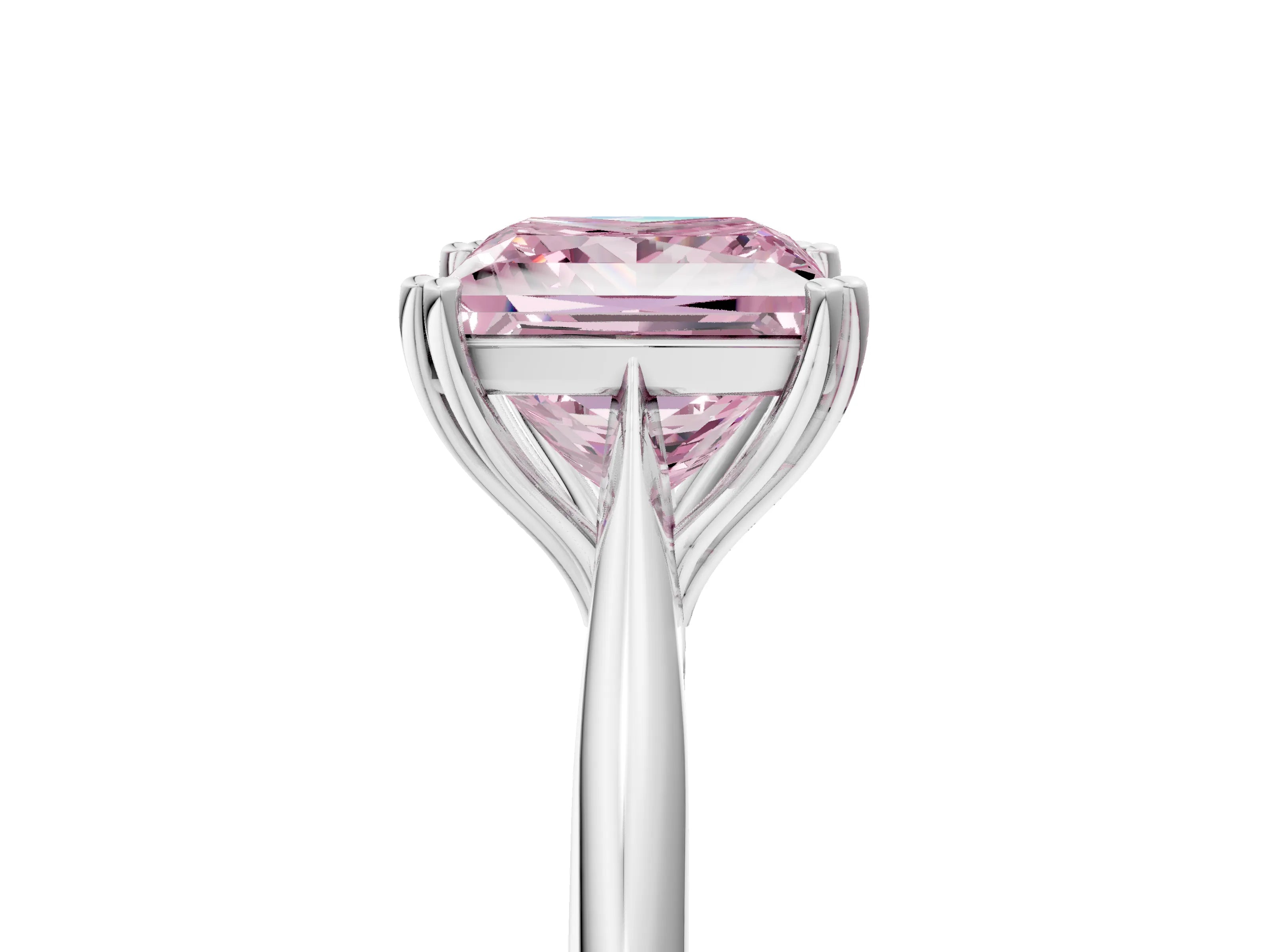White gold Fancy Pink Princess Cut Solitaire Diamond Ring with Six-Prong Setting and Classic Band_5
