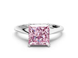 White gold Fancy Pink Princess Cut Solitaire Diamond Ring with Six-Prong Setting and Classic Band_57