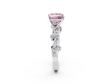 White gold Fancy Pink Princess  Cut Solitaire Diamond Twisted Band with Pave Setting_2