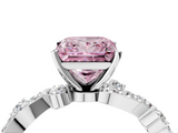White gold Fancy Pink Princess  Cut Solitaire Diamond Twisted Band with Pave Setting_4