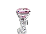 White gold Fancy Pink Princess  Cut Solitaire Diamond Twisted Band with Pave Setting_5