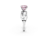 White gold Fancy Pink Princess  Cut Solitaire Diamond with Side Stones on Criss-Cross Band and Four-Prong Setting_2
