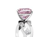 White gold Fancy Pink Princess  Cut Solitaire Diamond with Side Stones on Criss-Cross Band and Four-Prong Setting_5