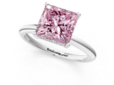 White gold Fancy Pink Princess  Cut Solitaire Engagement Ring with Four-Prong Setting and Classic Band_1