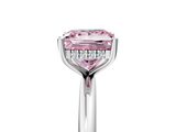White gold Fancy Pink Princess  Cut Solitaire Engagement Ring with Four-Prong Setting and Classic Band_5