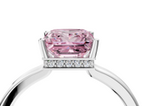 White gold Fancy Pink Princess  Cut Solitaire Engagement Ring with Four-Prong Setting on a Classic Band_4