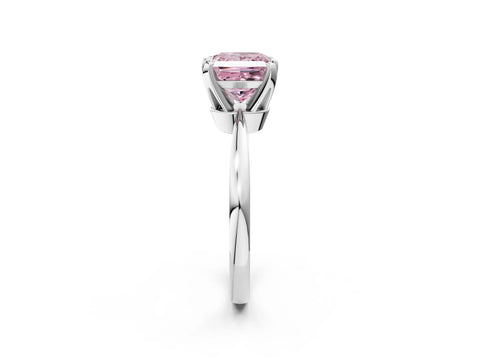 White gold Fancy Pink Princess Cut Solitaire Engagement Ring with Six-Prong Setting and Tapered Band_2