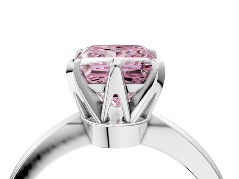 White gold Fancy Pink Princess Cut Solitaire Engagement Ring with Six-Prong Setting and Tapered Band_4