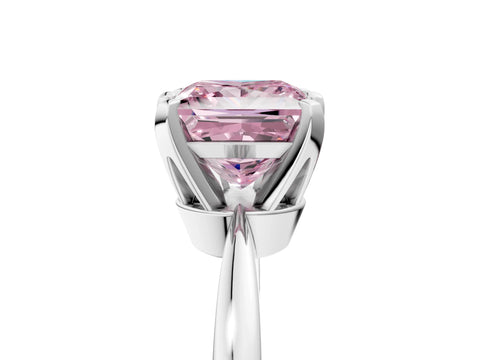 White gold Fancy Pink Princess Cut Solitaire Engagement Ring with Six-Prong Setting and Tapered Band_5
