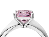 White gold Fancy Pink Princess  Cut Solitaire Engagement Ring with Tapered Band and Four-Prong Setting 5