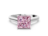White gold Fancy Pink Princess Cut Solitaire Engagement Ring with Tapered Band and Four-Prong Setting_15