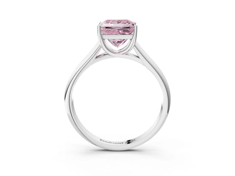 White gold Fancy Pink Princess Cut Solitaire Engagement Ring with Tapered Band and Four-Prong Setting_6
