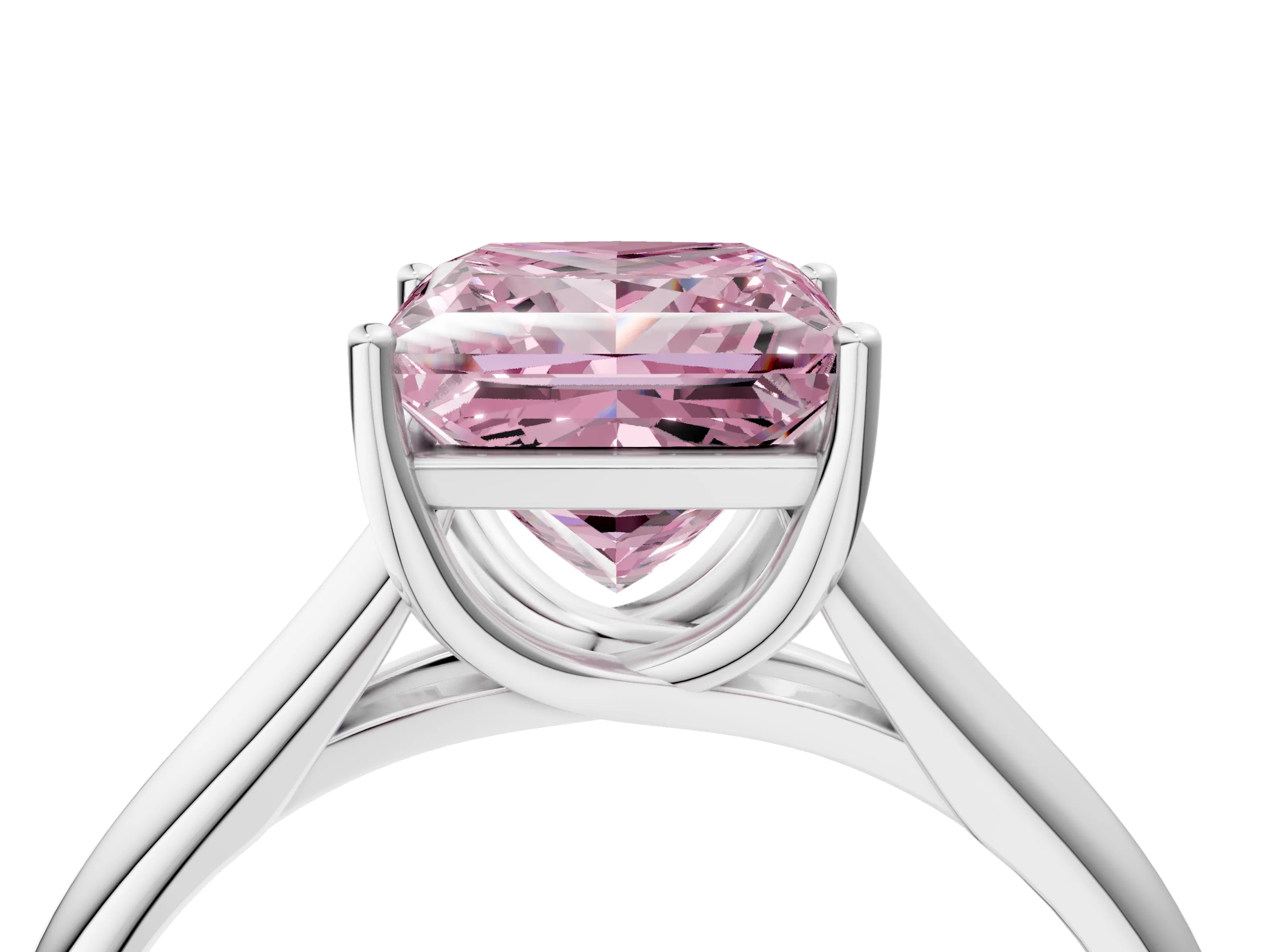 White gold Fancy Pink Princess Cut Solitaire Engagement Ring with Tapered Band and Four-Prong Setting_7