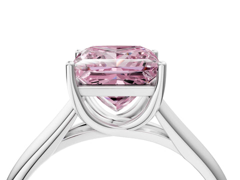 White gold Fancy Pink Princess Cut Solitaire Engagement Ring with Tapered Band and Four-Prong Setting_7