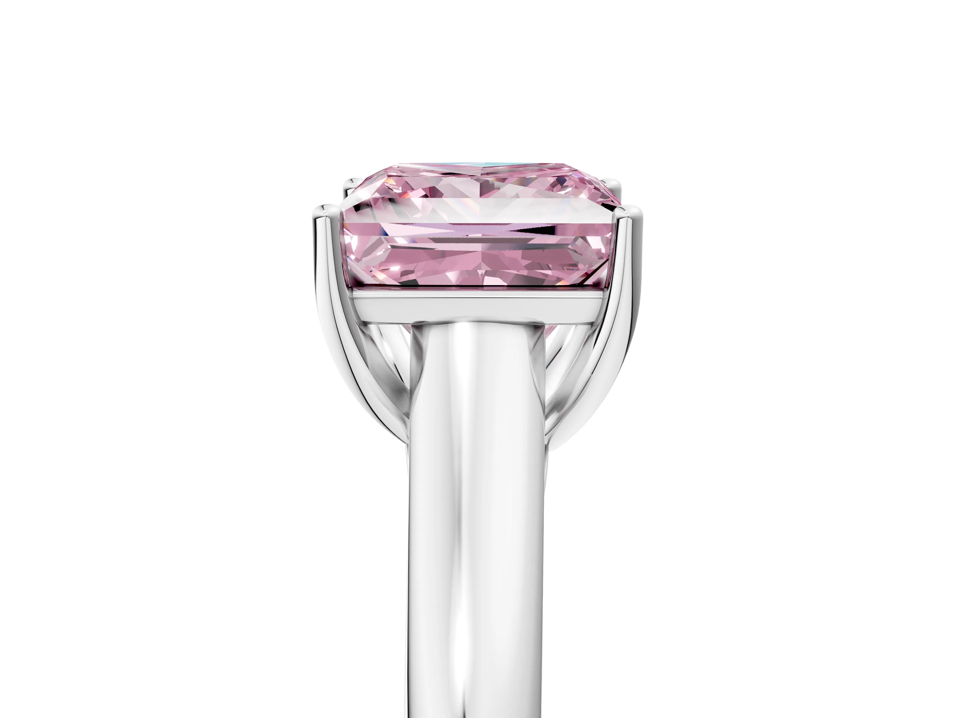 White gold Fancy Pink Princess Cut Solitaire Engagement Ring with Tapered Band and Four-Prong Setting_8