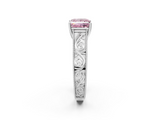 White gold Fancy Pink Princess  Cut Solitaire Engraved Band with Four-Prong Setting_2