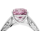White gold Fancy Pink Princess  Cut Solitaire Engraved Band with Four-Prong Setting_4