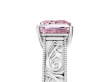 White gold Fancy Pink Princess  Cut Solitaire Engraved Band with Four-Prong Setting_5