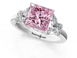 White gold Fancy Pink Princess  Cut Solitaire Floral Diamond Ring with Four-Prong Setting_1