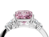 White gold Fancy Pink Princess  Cut Solitaire Floral Diamond Ring with Four-Prong Setting_4