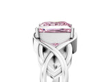 White gold Fancy Pink Princess Cut Solitaire Intertwined Band Prong Setting Ring_5
