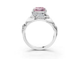 White gold Fancy Pink Princess Cut Solitaire Leaf-Inspired Engagement Ring with Prong Setting_3