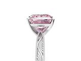 White gold Fancy Pink Princess Cut Solitaire Milgrain Engraved Band with Four-Prong Setting_17