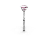 White gold Fancy Pink Princess Cut Solitaire Milgrain Engraved Band with Four-Prong Setting_2
