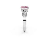White gold Fancy Pink Princess Cut Solitaire Milgrain Leaf Band with Prong Setting_14
