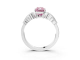 White gold Fancy Pink Princess Cut Solitaire Milgrain Leaf Band with Prong Setting_15